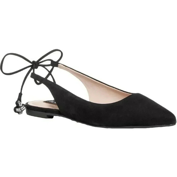 AQUA FLAT W TIE BACK LEATHER POINTED TOE BALLET FLATS SIZE 7 - Picture 1 of 5